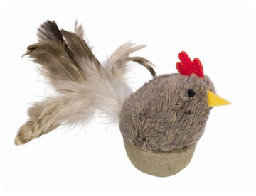 66933 Plush stand-up chicken with feathers & catnip  8 cm -  - PetsOffice