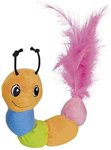 66938 Colorfull worm with feathers & catnip 8 x 8 cm / 20 cm -  - PetsOffice