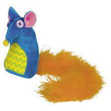 66939 Colorfull mouse with feathers & catnip  10 cm / 24 cm -  - PetsOffice