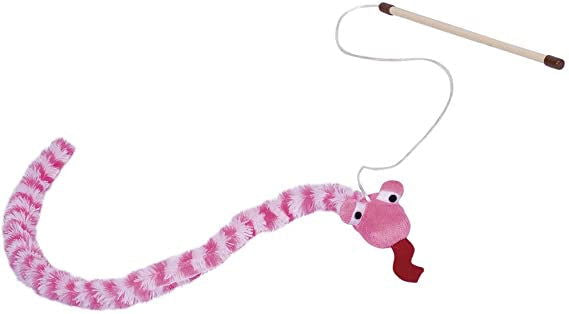 66963 Road with plush snake pink Pole 25,5 cm, wrist with toy 118cm, with catnip -  - PetsOffice