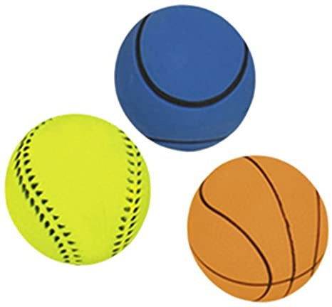 67202 Foam rubber balls assorted 7,2 cm; Net of 3 pcs -  - PetsOffice