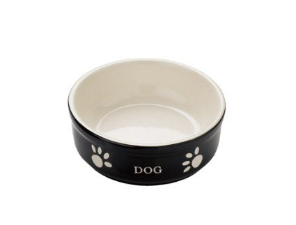 68766 NOBBY Dog ceramic bowl "DOG" Black 13,5 X 13,5 X 5 cm -  - PetsOffice