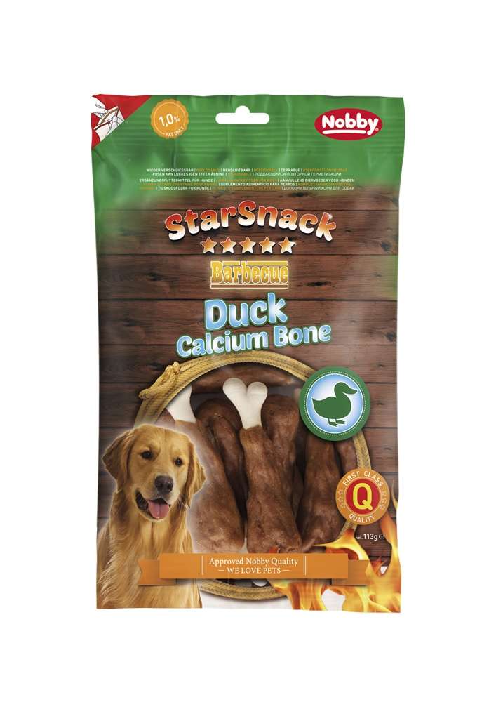 70157 NOBBY StarSnack Barbecue Duck Calcium Bone 7,5 cm 113g - PetsOffice
