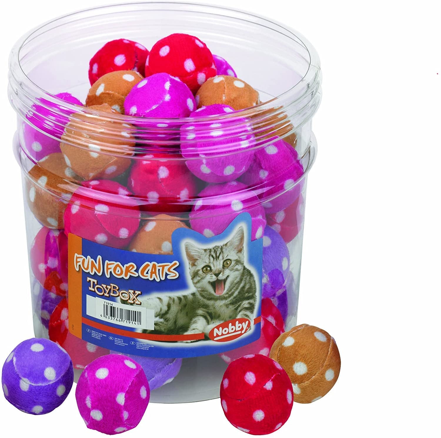 71914 NOBBY Toy Box Cat Fabric ball dotted 4 cm -  - PetsOffice