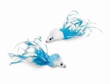 71953 NOBBY Plush mouse with feather, with catnip 2 pcs, 5 cm -  - PetsOffice