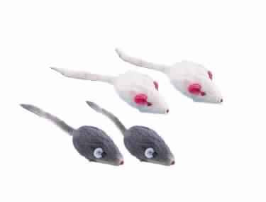 72197 NOBBY Plush mouse short hair with rattle 5 cm; 4 pieces -  - PetsOffice
