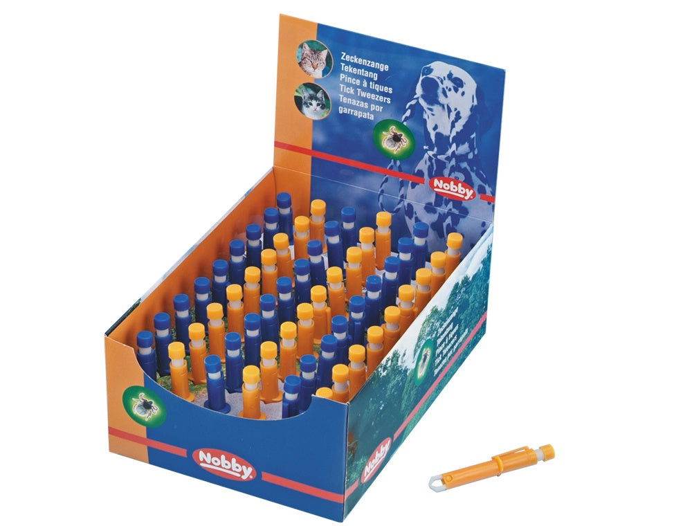72598 NOBBY Tick tweezers made of plastic blue or orange -  - PetsOffice