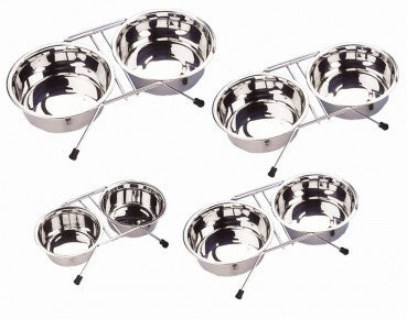 72826 NOBBY Double diner chrome incl. 2 bowls -  - PetsOffice