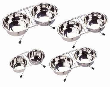 72828 NOBBY Double diner chrome incl. 2 bowls -  - PetsOffice