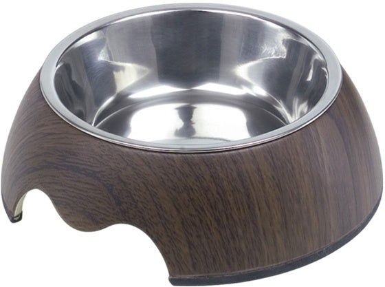 73339 NOBBY Dog Melamine bowl "DARK WOOD"  S: 14 x 4,5 cm, 160 ml -  - PetsOffice