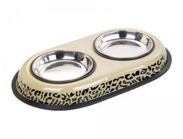 73462 NOBBY leopard Dinner-Box stainless steel -  - PetsOffice