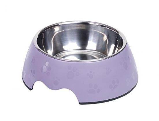 73498-38 NOBBY Dog Melamine bowl "NOBLY PAW" purple M: 17,5 x 6,5 cm, 350 ml -  - PetsOffice