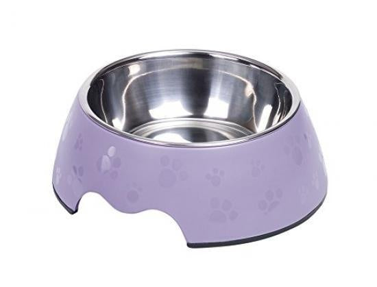 73498-38 NOBBY Dog Melamine bowl "NOBLY PAW" purple M: 17,5 x 6,5 cm, 350 ml -  - PetsOffice