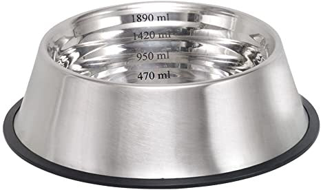 73506 NOBBY Stainless steel bowl CAPACITY, anti slip  1,89 L 29,5 cm -  - PetsOffice