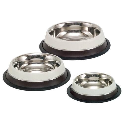 73556 NOBBY Stainless steel bowl TWO TONE, anti slip brown/beige 0,45 L 19,5 cm -  - PetsOffice