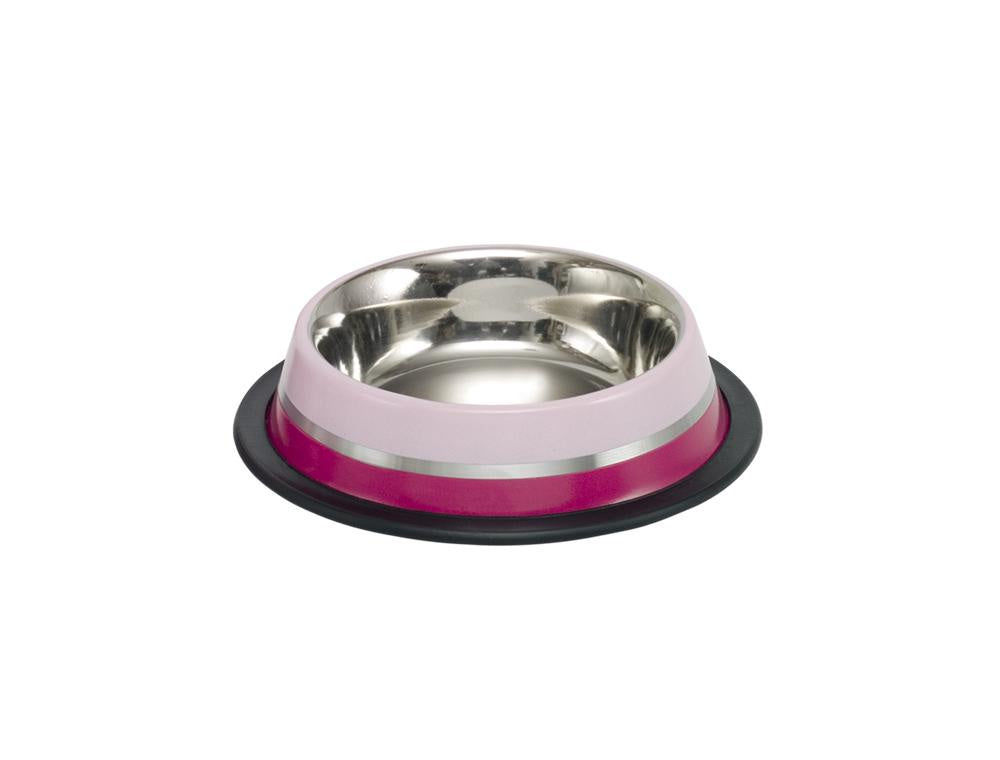 73566 NOBBY Stainless steel bowl TWO TONE, anti slip fuchsia/pink 1,75 L 28,5 cm -  - PetsOffice