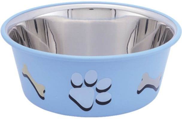 73573 NOBBY Stainless steel bowl CUTIE with paw, anti slip lightblue 0,40 L 11,5 cm -  - PetsOffice