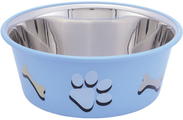 73573 NOBBY Stainless steel bowl CUTIE with paw, anti slip lightblue 0,40 L 11,5 cm -  - PetsOffice