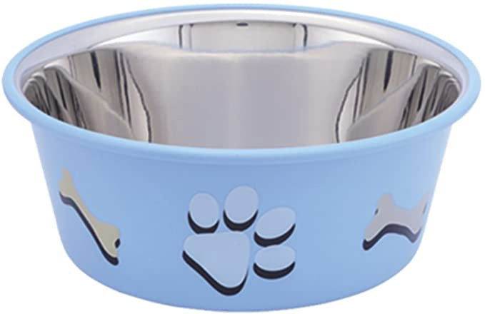 73575 NOBBY Stainless steel bowl CUTIE with paw, anti slip lightblue 1,90 L 19,5 cm -  - PetsOffice
