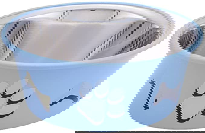 73575 NOBBY Stainless steel bowl CUTIE with paw, anti slip lightblue 1,90 L 19,5 cm -  - PetsOffice
