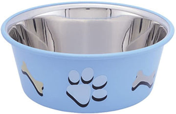 73575 NOBBY Stainless steel bowl CUTIE with paw, anti slip lightblue 1,90 L 19,5 cm -  - PetsOffice