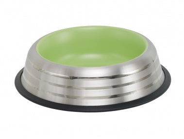 73641 NOBBY Dog Stainless steel bowl ROYAL STRIPE, anti slip lightgreen 0,45 L 20,0 cm -  - PetsOffice