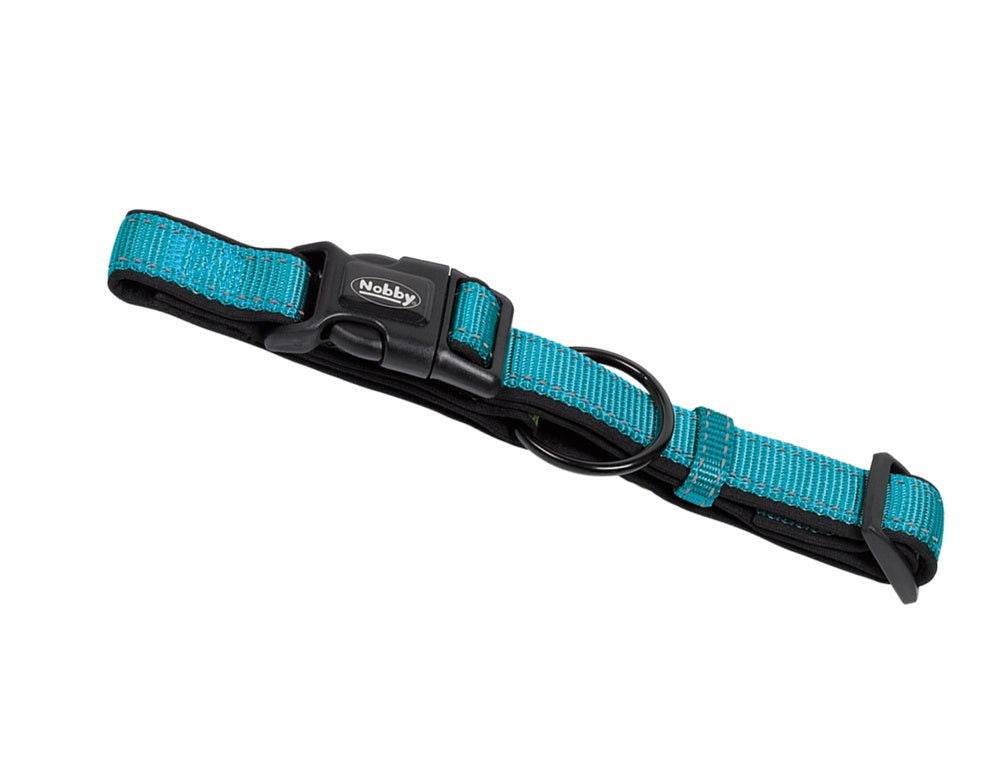 74782-34 NOBBY Collar "Classic Reflect SOFT" turquoise-black  L: 30/45 cm, W: 20 mm -  - PetsOffice