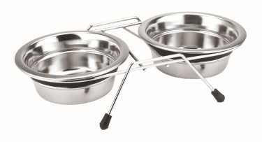 79048 NOBBY Double bowl stainless steel "SILENT DINER" -  - PetsOffice