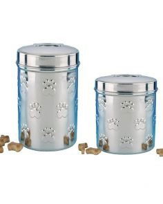 79095 NOBBY Snack-treat jar stainless steel Set 1x0,90 ltr + 1x1,65 ltr -  - PetsOffice