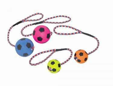 79450 NOBBY Foam rubber football with rope -  - PetsOffice