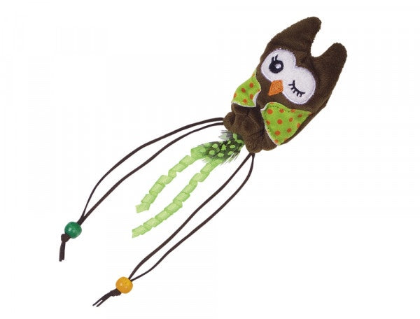 80265 NOBBY Plush owl with wooden ball green 25cm