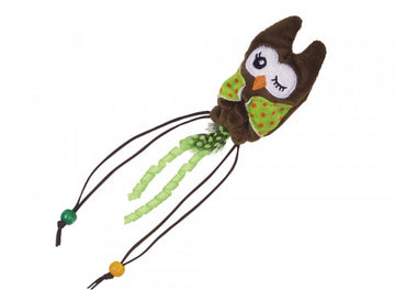 80265 NOBBY Plush owl with wooden ball green 25cm