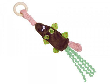 80266 NOBBY Plush mouse elastic with wooden ring green 29,5cm