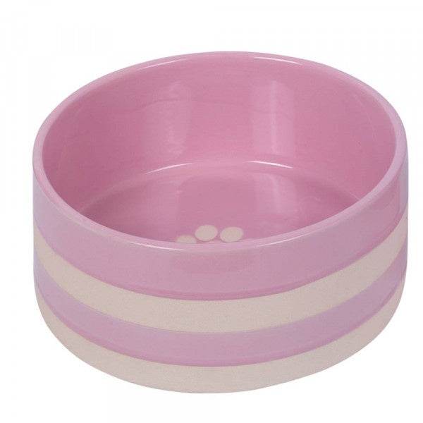 82434 NOBBY Ceramic bowl "Strio" pink/cream Ø 18,0 x 7,0 cm, 1,25 l