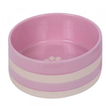82434 NOBBY Ceramic bowl "Strio" pink/cream Ø 18,0 x 7,0 cm, 1,25 l