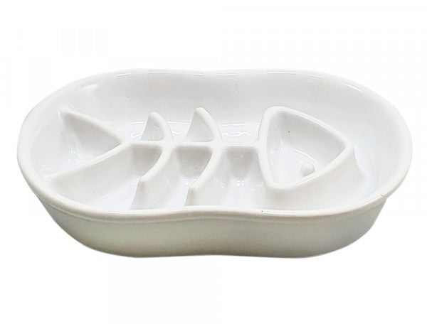 82454 NOBBY Anti-Gulping Bowl "Fish" white 22,5 x 17 x 4cm, 0,5 l