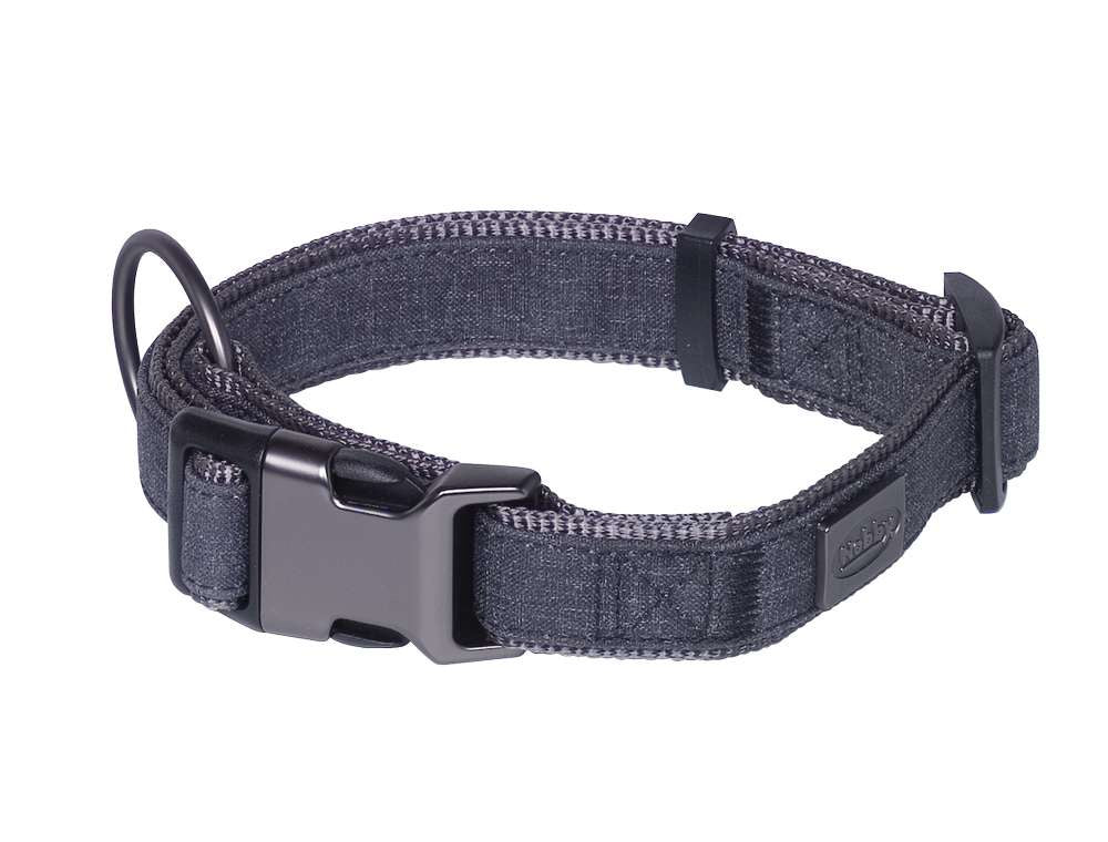 88740-05 NOBBY Collar "Linen Deluxe" black/grey l: 23-30 cm, w: 16 mm