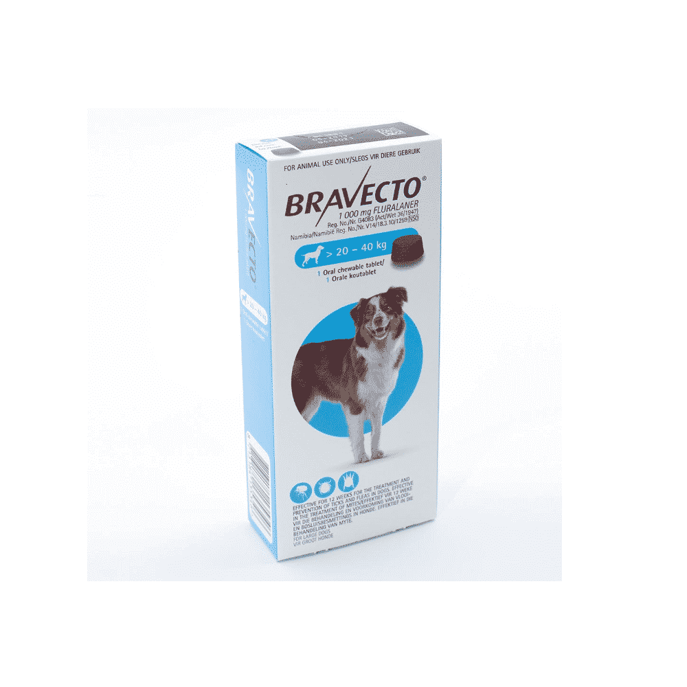 Bravecto for Ticks And Fleas 1000mg 20kg-40kg (1 Chew) -  - PetsOffice