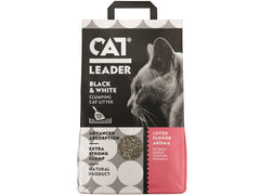 CAT LEADER Black&White Premium Clumping cat litter 2XODOUR ATTACK FORMULA&WHITE LOTUS aroma 5Kg