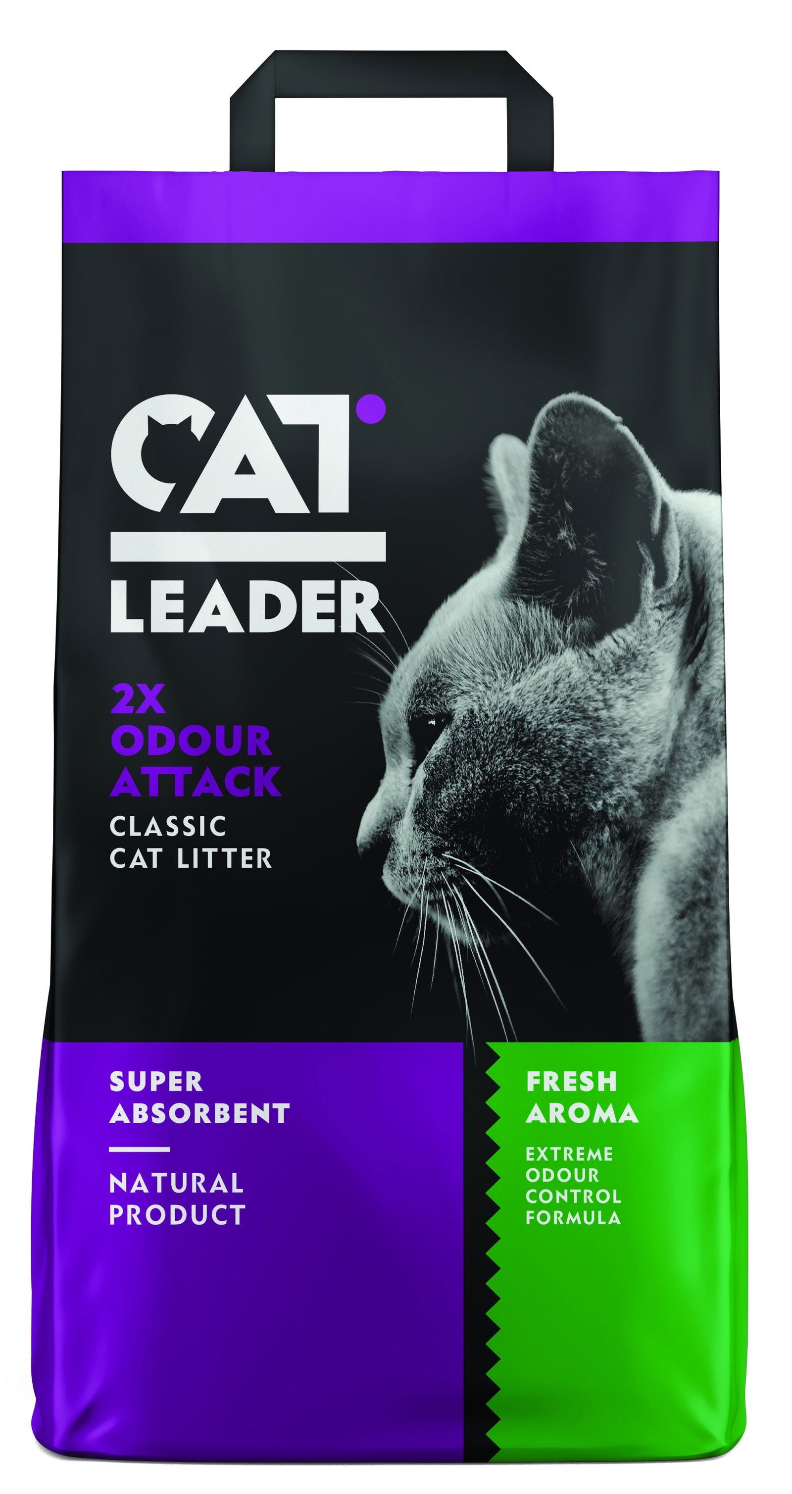 CAT LEADER Non-Clumping cat litter 2XODOUR ATTACK FORMULA&FRESH aroma 5Kg -  - PetsOffice