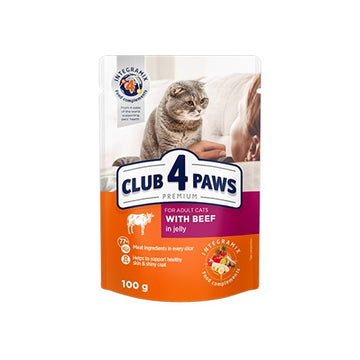 Club 4 Paws Cat Wet Food Beef Jelly Pouch 100g