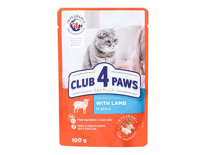 Club 4 Paws Cat Wet  Food Lamb Gravy Pouch 100g