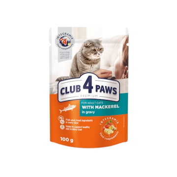 Club 4 Paws Cat Wet Food Mackerel Gravy Pouch 100g