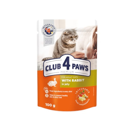 Club 4 Paws Cat Wet  Food Rabbit Jelly Pouch 100g