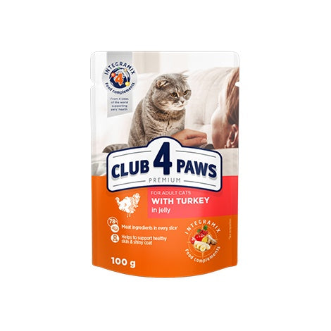 Club 4 Paws Cat Wet Food Turkey Jelly Pouch 100g