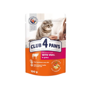 Club 4 Paws Cat Wet Food Veal Gravy Pouch 100g