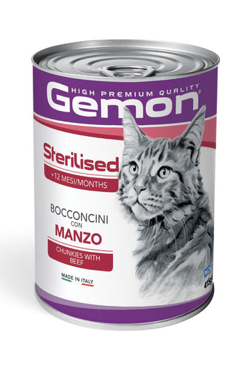 Gemon Sterilised Chunks Beef Cat Wet Food 415g -  - PetsOffice