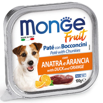 MONGE Super Premium Paté with Chunks Duck&Orange Dog Wet Food 100g - PetsOffice