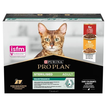Pro Plan Sterilised Cat Wet Food Chicken&Beef Box 10*85g