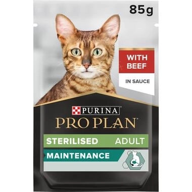 Pro Plan Sterilised Nutri Savour Beef Pouch Gravy 85g - PetsOffice